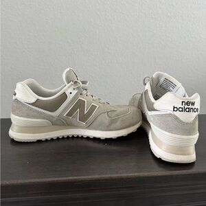 New Balance 574 Sage Green and White Sneakers